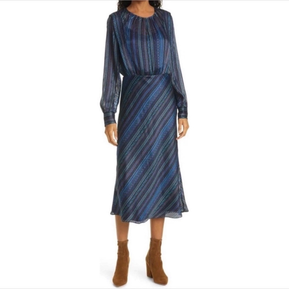 VERONICA BEARD Dita devoré-satin midi dress Sz 8